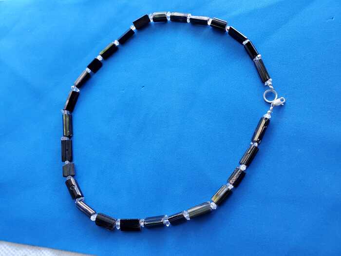 BlackTourmaline with Herkimer Diamond Beads