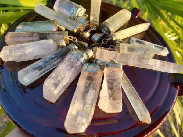 Kunzite Crystal Pendant with Silver