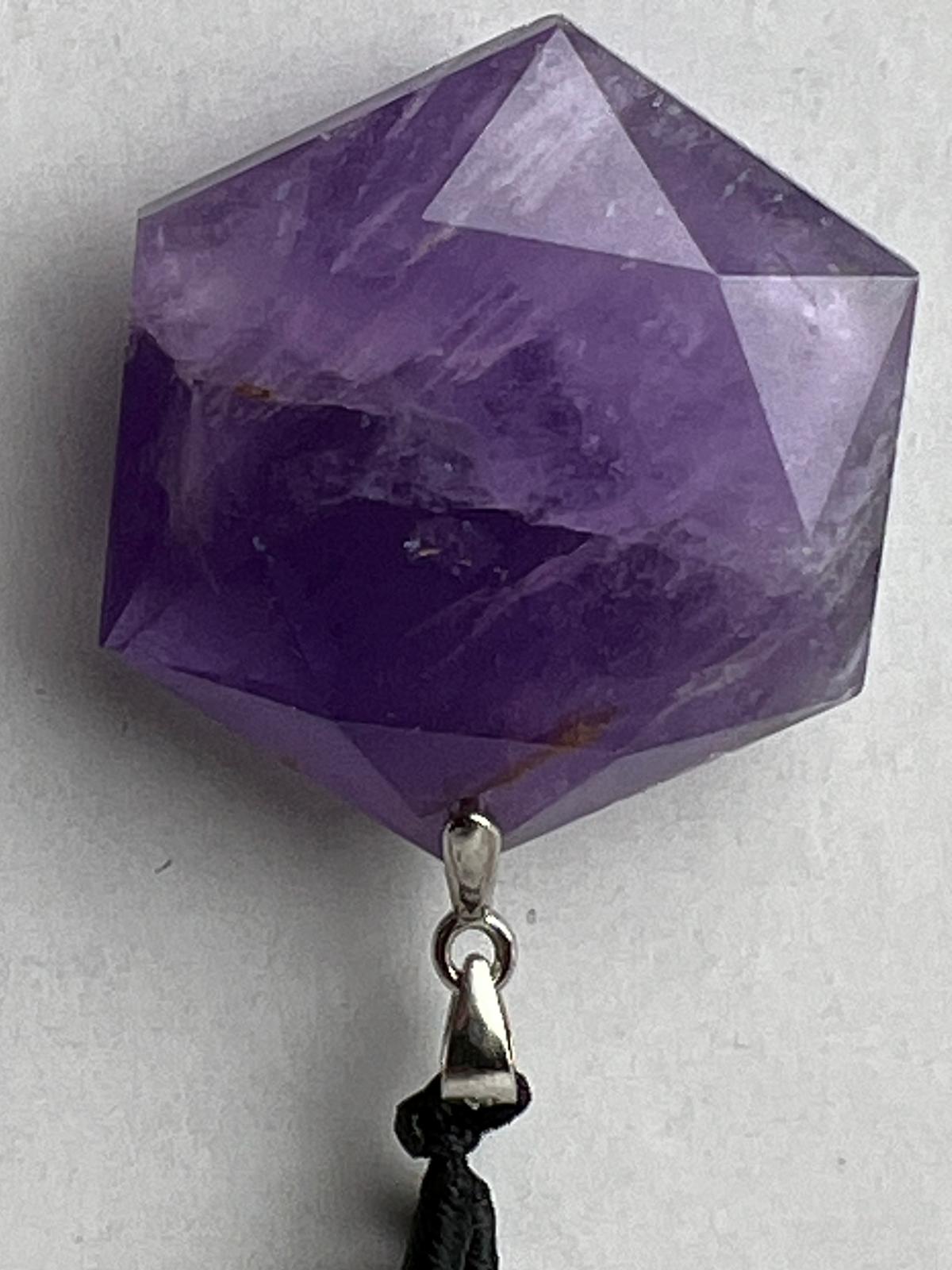 Amethyst hexagon crystal pendant - Quartzsite Minerals